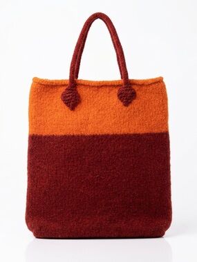Hand Knit Wool Tote Bag